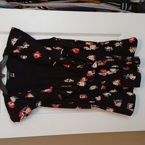 Ralph Lauren Black Floral Wrap-Around Top Women's Medium